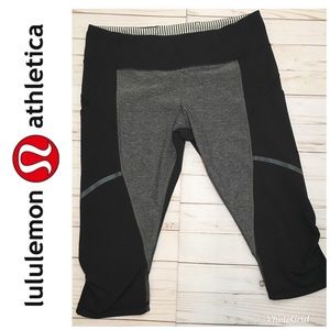 🍋Lululemon 17” Run Crops Pocket Black Grey 10